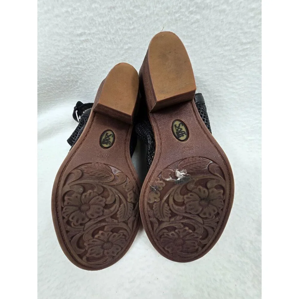 Sofft Milly Size 9M Black Leather Open Toe Perforated Block Heel Sandals Womens - Picture 7 of 7